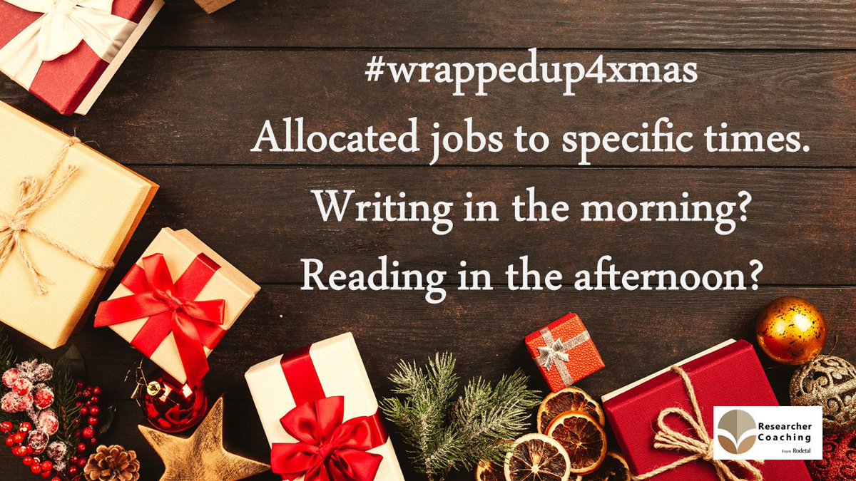 researchercoach's tweet photo. When you have allocated specific jobs to specific times you get a better grip on what you need to do and when to do it. #wrappedup4xmas #project #productivity #phdchat #ecrchat #list #santa #xmas #christmas #finished #writing #thesis https://t.co/NoWNvkZaCr