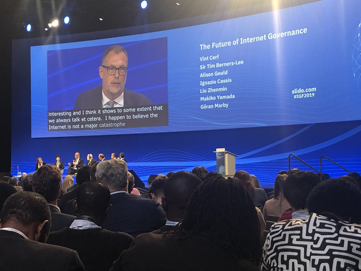 #IGF2019 #ICANN. <a href="/icann_president/">ICANN President</a> Goran Marby arguing that new and innovative ideas needed to connect next 50%.