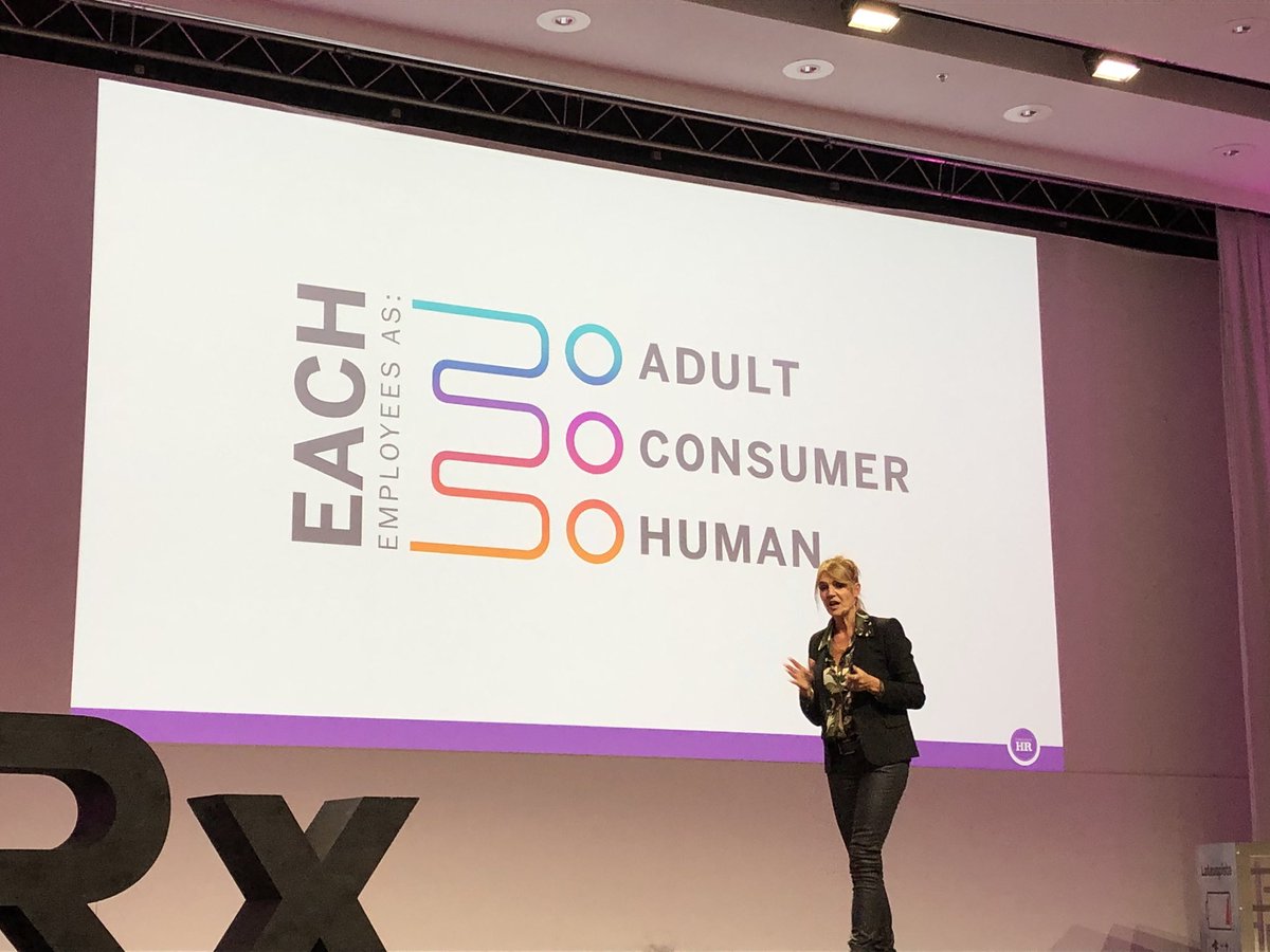 Disruptive, energizing &amp; thought provokive presentation by <a href="/lucy4dams/">Lucy Adams</a> #hrxhki. Treat your employees as adults, consumers &amp; humans😀