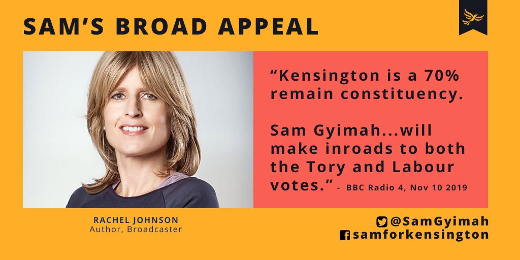 SamGyimah's tweet image. Kensington resident @RachelSJohnson was spot on that we could win over both Conservative and Labour voters. That&apos;s what we&apos;re hearing on the doorsteps. #SamForKen