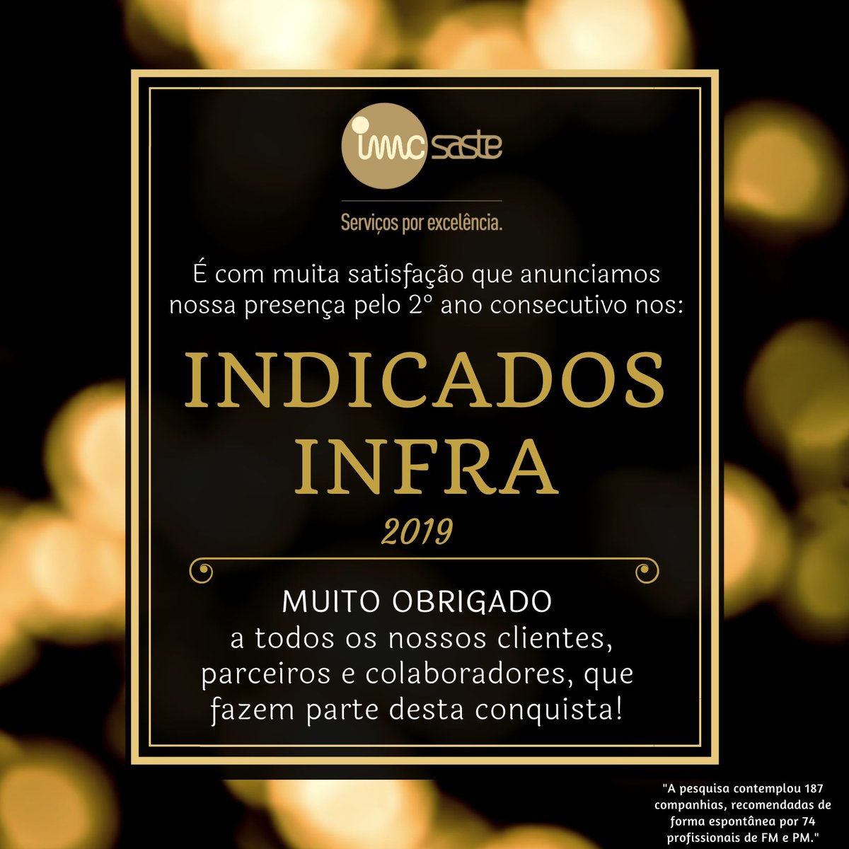 imcsaste's tweet photo. Temos muito orgulho em anunciar nossa indicação de melhor empresa de Facilities Services pelo segundo ano consecutivo. Um trabalho realizado com muita dedicação e qualidade! #facilitymanagement #serviços #excelência #imcsaste
https://t.co/DVwoSgdXJo https://t.co/OXbQWadpmy