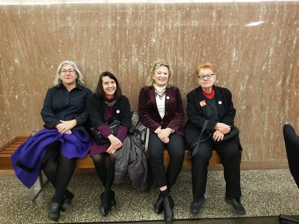 DC_Appleseed's tweet photo. Plaintiff Laurie Davis, Shelley Tomkin, plaintiff Debby Shore, and long-time ally Elinor Heart showed up early to get seats at the #FullVoteDC hearing. Stay tuned! https://t.co/2vMh5tSWnr