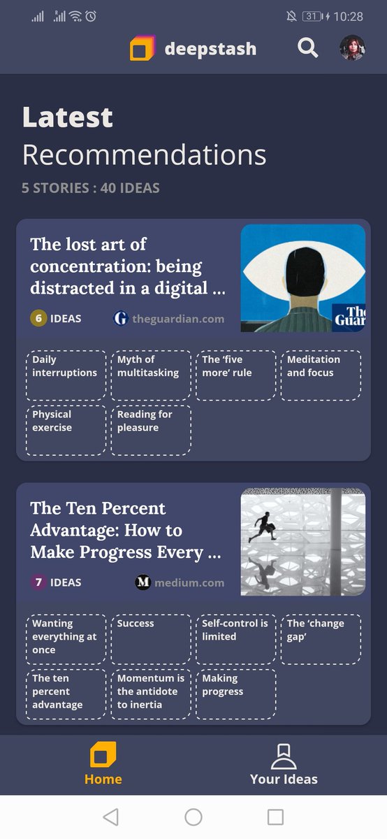 This new app  @deepstash I'm in love with, is a perfect example of what I mean. See, it's a  @blinkist,  @medium meet flash cards kind of thing!Learn in 5-10 minutes!Amazing huh? (I know, you should follow me , I have so much more cooler apps & tools I wanna share to you!)