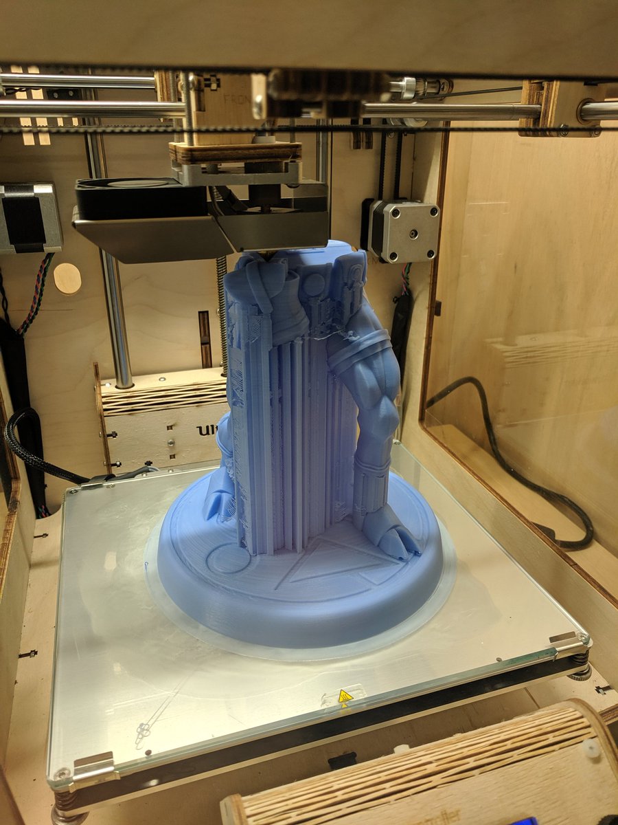 3doftom's tweet photo. Printing out something pretty awesome right now! Original sculpture by @jb21_3d on instagram Give him a follow. #hellboy #model with multiple #3dprinters for sections #formlabs #form2 #ultimakeroriginalplus for #ultimaker2extended I've had the pleasure of #keying it for #fdm #sla https://t.co/ce5bSqT3wW