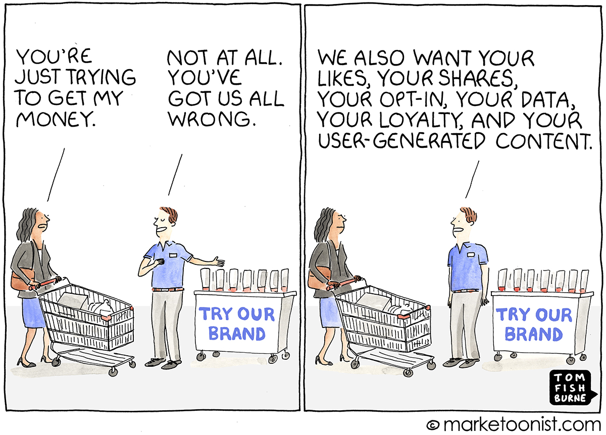 Marketing Week (@marketingweeked) on Twitter photo "Brand trust doesn’t change with one campaign, one promotion, one touchpoint, or one social stance. Brands have to earn trust over time." <a href="/marketoonist/">Tom Fishburne</a> "Brand trust doesn’t change with one campaign, one promotion, one touchpoint, or one social stance. Brands have to earn trust over time." <a href="/marketoonist/">Tom Fishburne</a>