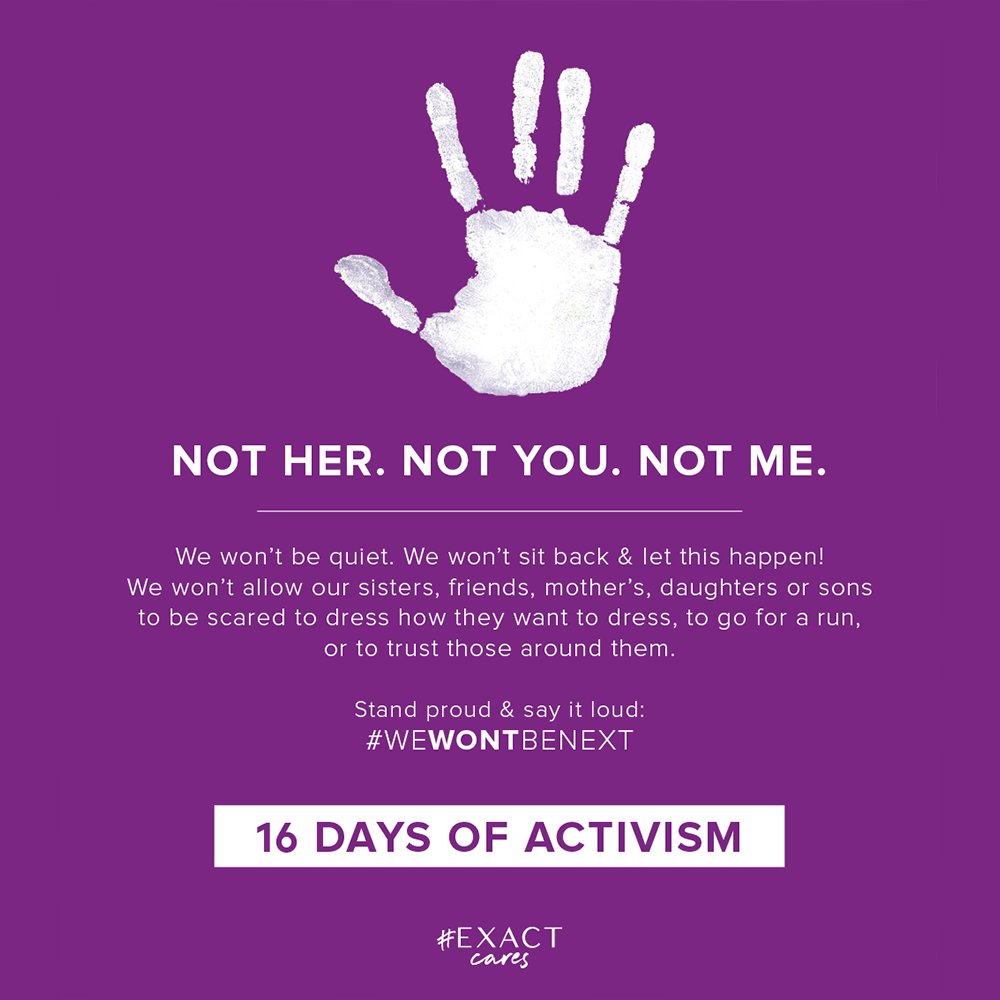 Stand proud &amp; say it loud: #WEWONTBENEXT

We won’t be quiet. We won’t sit back &amp; let this happen anymore!

Join the discussion - bit.ly/2KXeMGd

#16DaysofActivism #16Days #GenerationEquality #ExactCares