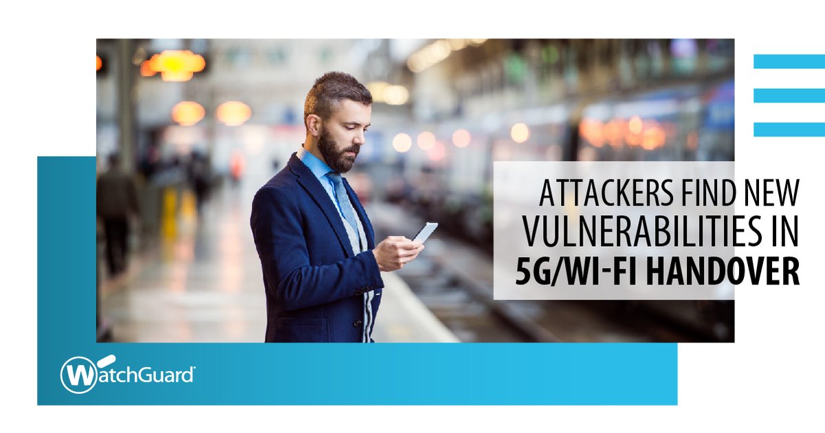 watchguard's tweet image. Did you know #wirelesscarriers often handoff calls and data to WiFi networks to save bandwidth? Researches have exposed flaws in this #cellular to Wi-Fi handover process and we predict these flaws will allow #hackers to access the data of 5G mobile phones. wgrd.tech/2O12sGR