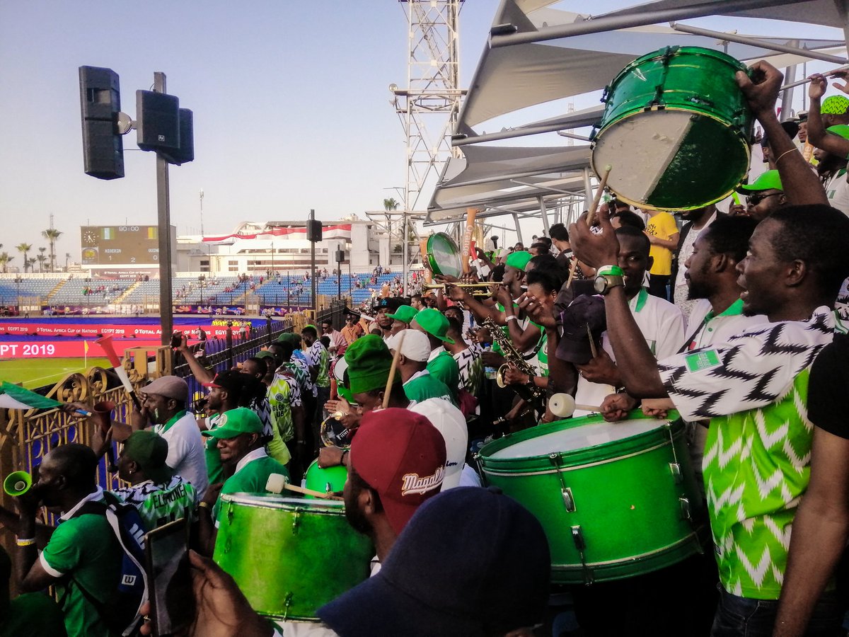  #BitsAndPiecesAFCON 2019 : Nigerian Fans at The Alexandria Stadium, Egypt during AFCON 2019.