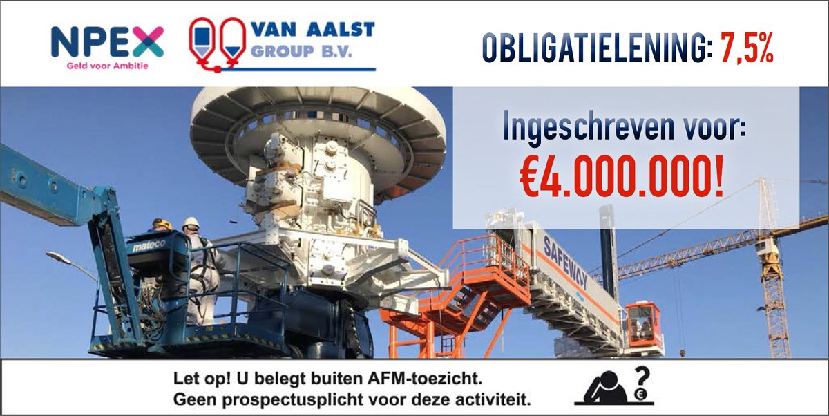 npex's tweet image. De #VanAalstGroup – 7,5% obligatielening is bijna voltekend! 

Meer weten over de emissie? bit.ly/2W08BFC

#beleggen #geldvoorambitie