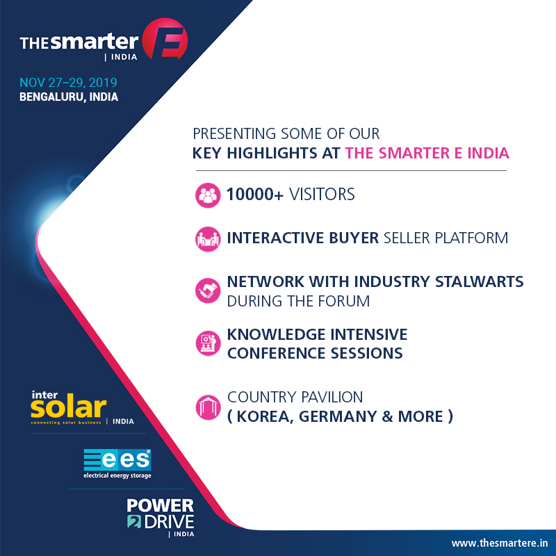 ThesmarterEInd's tweet photo. At the smarter E india, India's innovation hub for the new energy world, connect with three energy exhibitions at one place: #IntersolarIN, #eesIN &amp; #P2DIN.

Register now at: https://t.co/7hQwWdK2gu

#Solar #energystorage #electromobility #thesmarterEIN https://t.co/Hc58LDXmR3