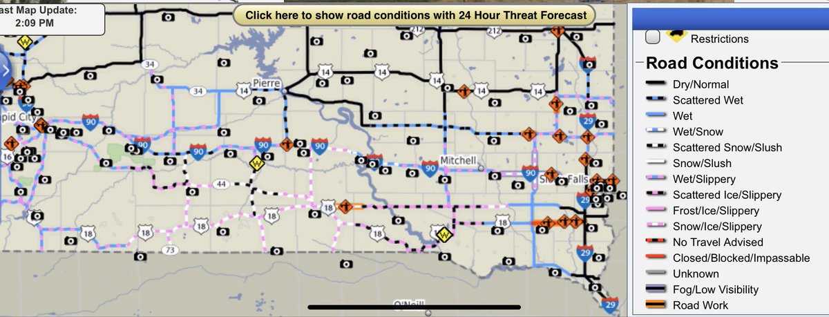 This is US 18 in Charles Mix County. Remember to check safetravelusa.com for road conditions if you must travel while this winter storm rolls through. Check out the cameras for an actual road view.#keepSDsafe