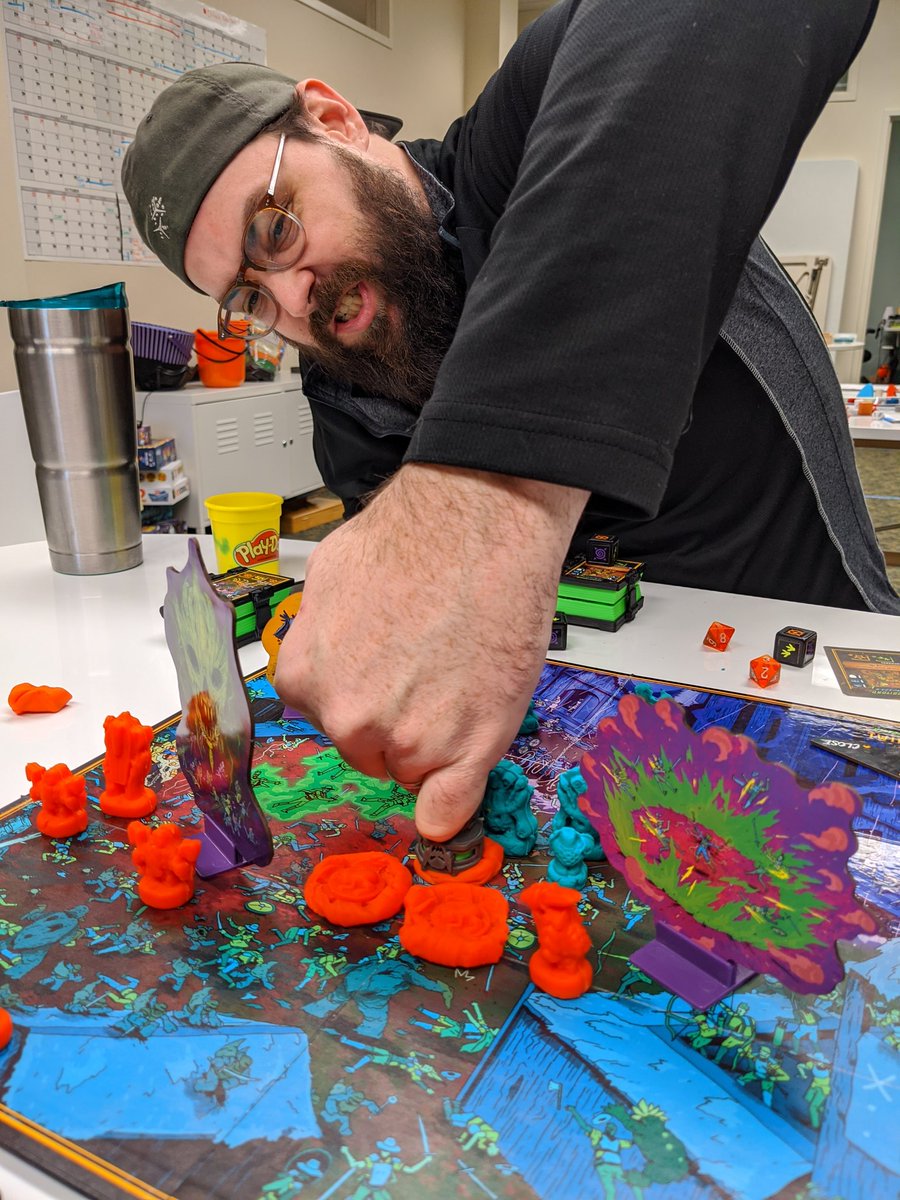 LederGames's tweet photo. The office crew spent the afternoon fighting and smashing with @necromolds! 😈 https://t.co/rGVaDrSTIf