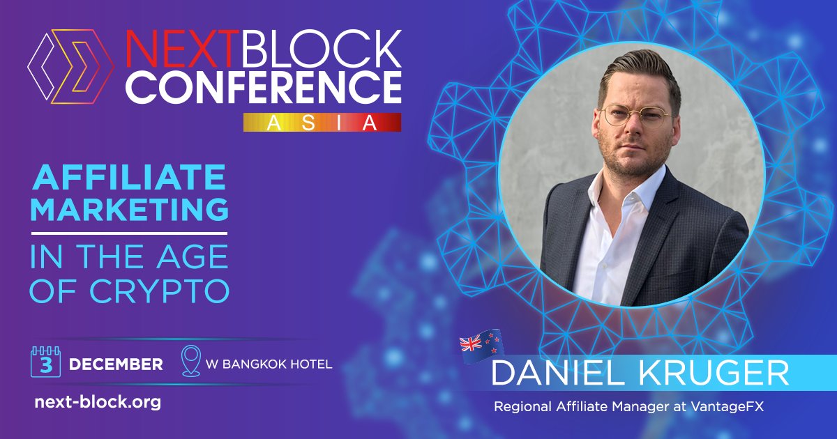🤩We are proud to announce our next speaker, Daniel Kruger who is the Regional Affiliate Manager at @VantageFX!
❗️His speech topic is extra relevant for nowadays: ‘Crypto and Brokers - How can the crypto community become successful affiliates?’.

😎 NEXT-BLOCK.ORG