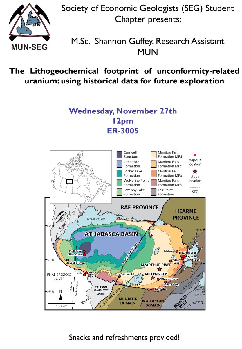 The last talk of the semester(!) is tomorrow, Wednesday, November, 27th at 12 in ER-3005. We're excited to have Shannon Guffey to talk about using historical data for exploration! Refreshments will be provided, details attached. (@MUN_Science <a href="/MUN_EarthSci/">MUN Earth Sciences</a>)