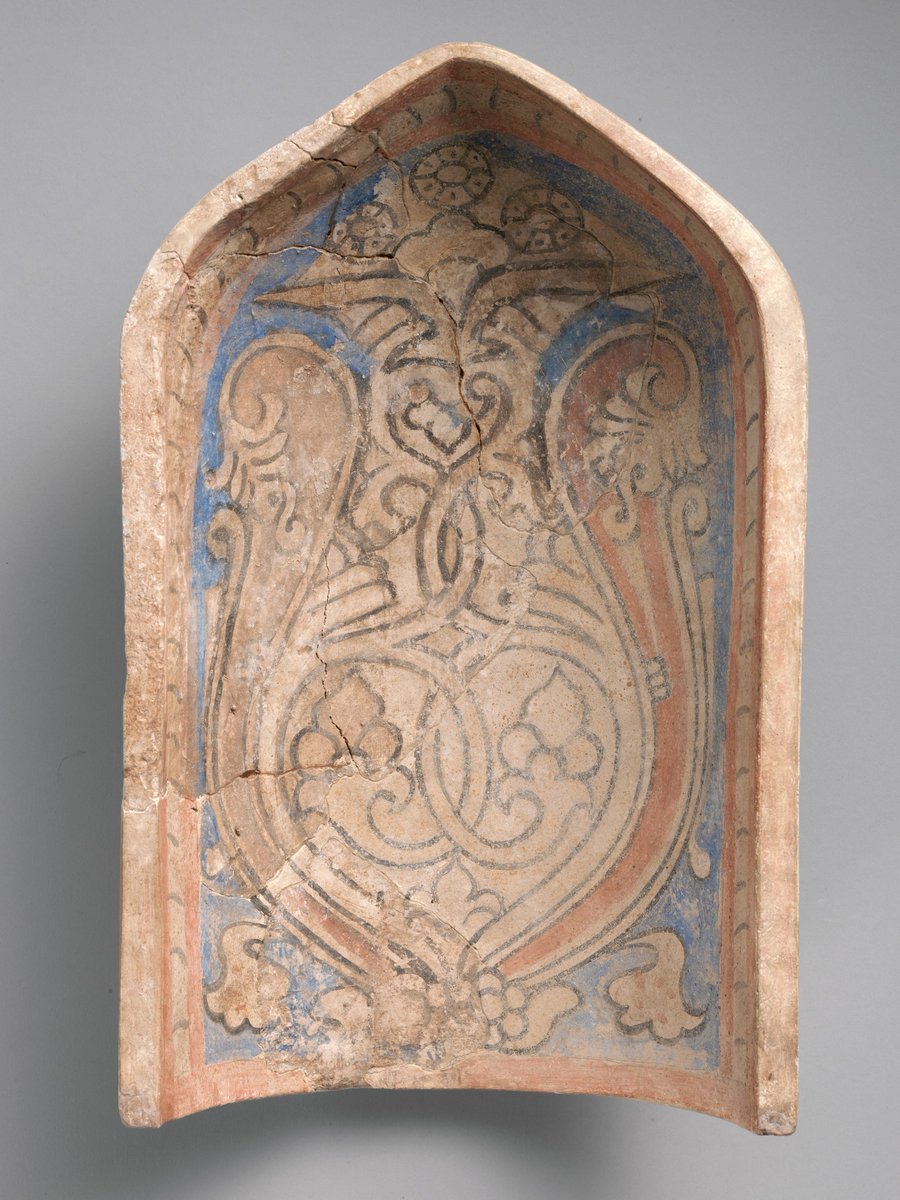 The origins of muqarnas are not known precisely, but the technique probably originated in what is now Iraq and Iran. A set of elements excavated from 10th c. Nishapur, such as this one, probably were meant for inclusion in a muqarnas squinch (Met. 38.40.252) 3/9
