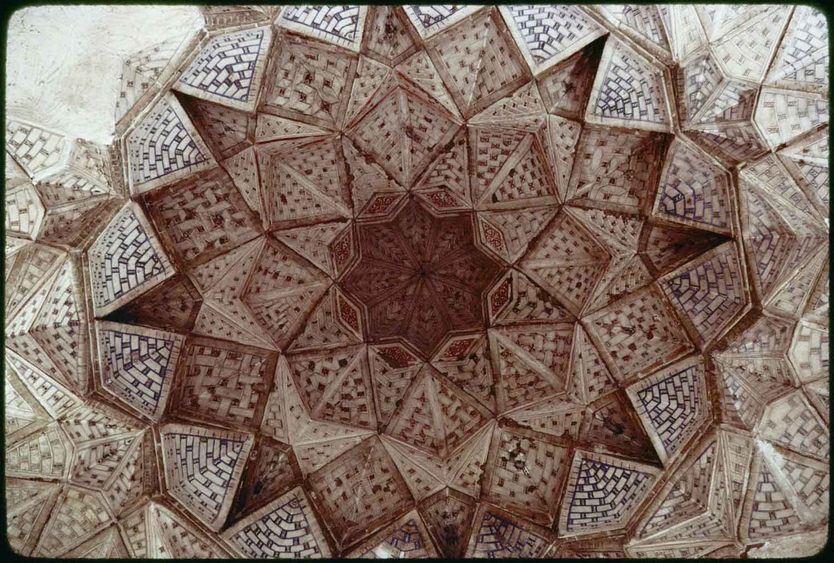 The Imam al-Dawr muqarnas dome's interior was decorated with colored tile, as seen here from a photo c. 1978 (above and below, Yasser Tabbaa Archive, Aga Khan Documentation Center at MIT) 5/9