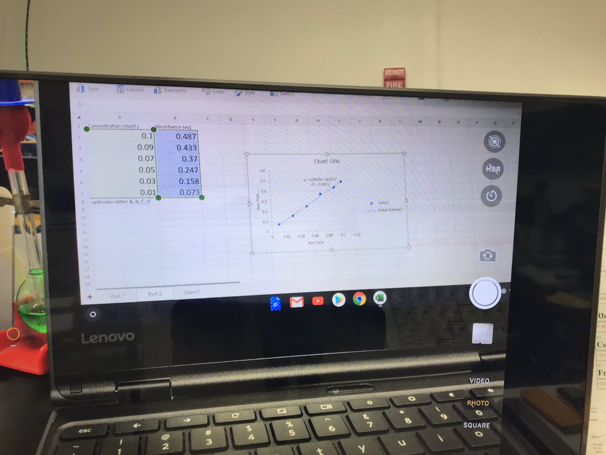 DoDEA_OTHS's tweet photo. Chemistry 2 students created graphs in Excel using #chromebook, and I was able to model the process by connecting my iPad to my Apple TV to display the Chromebook screen on the TV! #allthetechnology @dodeagrants #oths #scienceisfun #graphing https://t.co/f1C1uK951k
