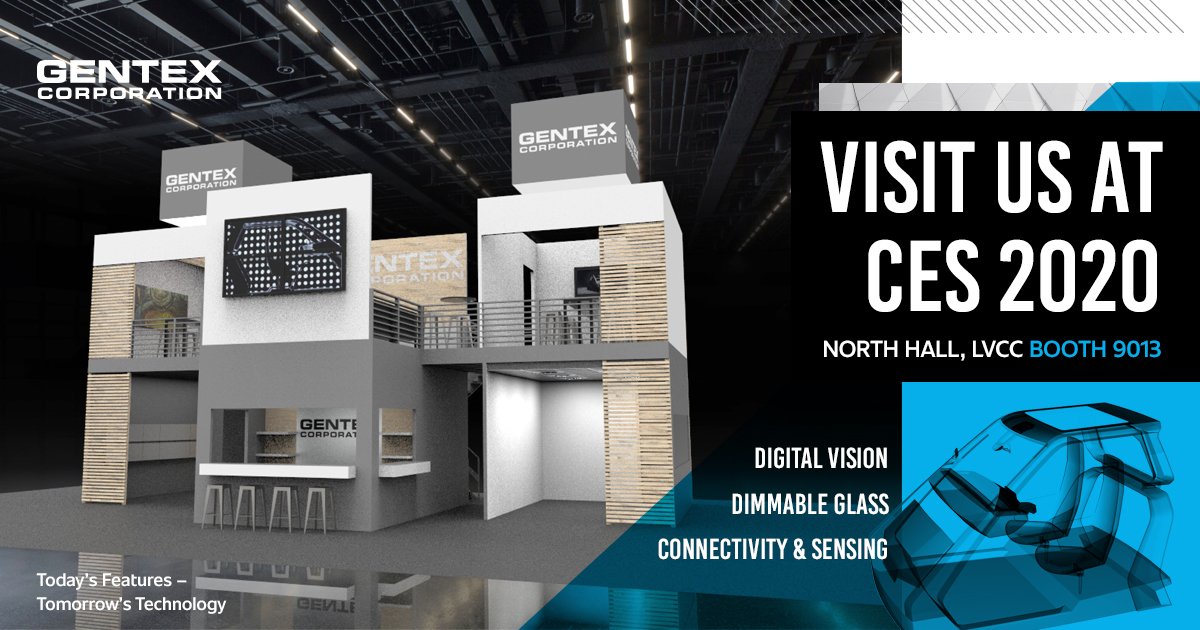 GentexCorp's tweet photo. Gentex is making plans for @CES 2020. We’ll be showcasing new digital vision, car connectivity and sensing, and dimmable glass technologies! #CES2020 #Gentex #digitalvision #carconnectivity #dimmableglass #automotive #technology #CES https://t.co/uE2VF6djdL