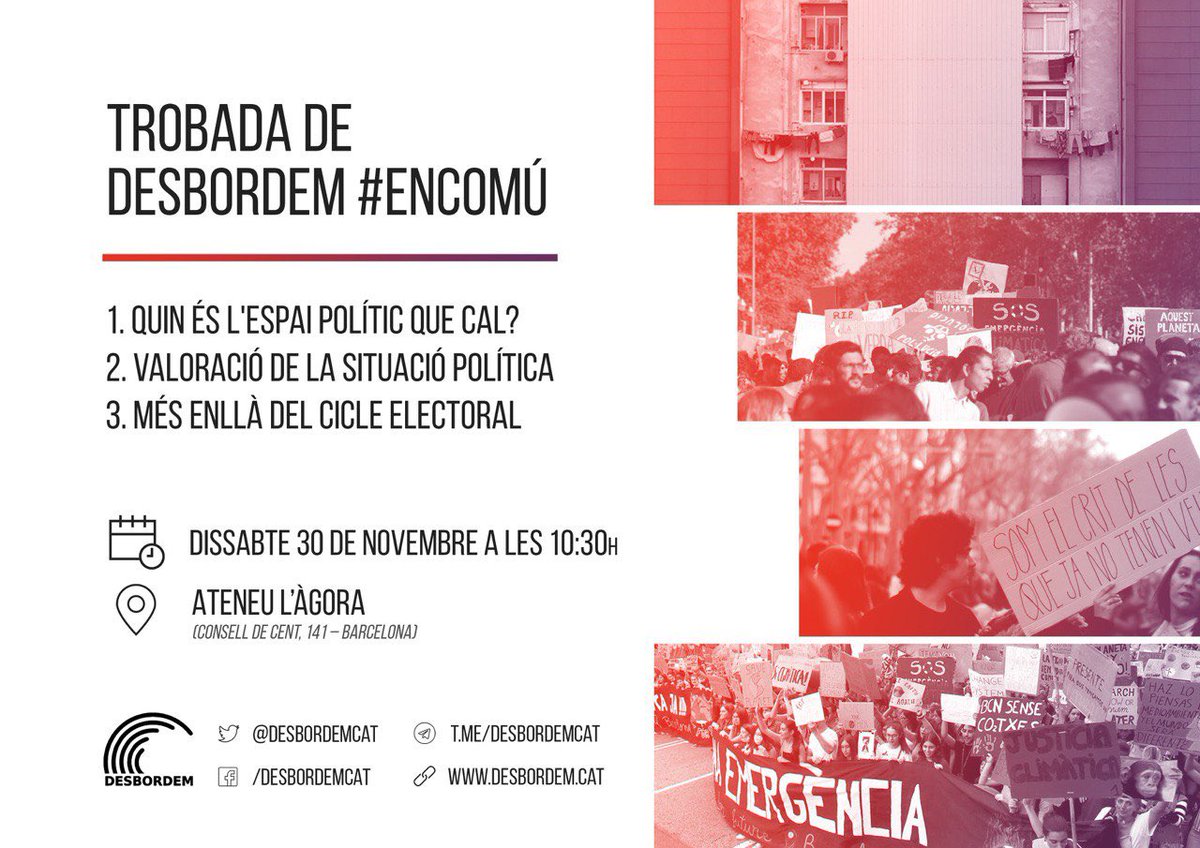 Aquest dissabte et proposem trobar-nos per debatre, plegades, sobre quin espai polític cal i els pròxims passos a donar més enllà del cicle electoral.

📍Ateneu L’Àgora (Barcelona)
🕥 10.30h a 13.30h

T’hi esperem!