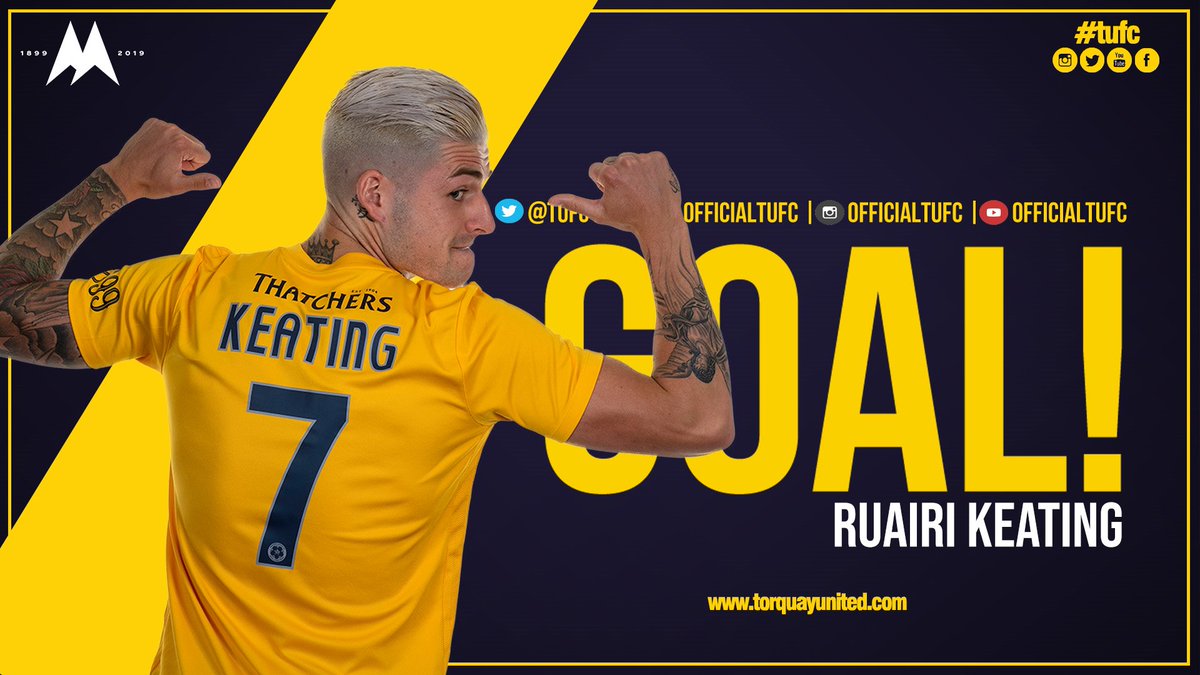 46' Goal for United - Just the start we needed as Wynter finds the head of Keating! 3-1 #tufc #EASvTOR