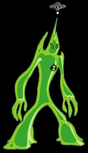 Goop:another one of my faveorite bois! Just A quality simple goo monster for all ur goo monster needs (altho im not shure how i feel abt ov goops wierd psuedo beak tbh)also in the ben 10 ds games he makes fart sounds when he jumps and thats very important fart noise/10