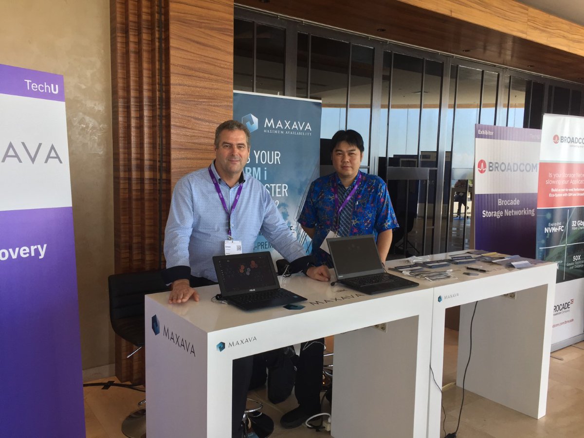 imaxava's tweet photo. Maxava's booth at IBM TechU Bali in November 2019. #ibmtechU #maxava #power9 #techubali #techU #ibm #disasterrecovery #highavailability https://t.co/ga3ldptCP5