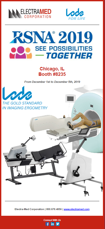 ElectraMedCorp's tweet photo. Come visit us in Chicago, IL as we attend the Radiological Society of North America December 1st-5th! 
Booth #8235

Connect with us on Facebook->ElectraMedCorporation

#RSNA19 #radiology https://t.co/5MxS4wO2oT