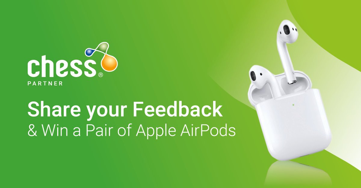 Chess_Partner's tweet image. We value our Partner’s feedback. Complete the latest Chess Partner NPS Survey by Friday 29th November to be in with a chance of winning a pair of AirPods! #feedback