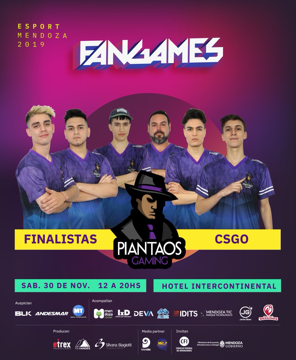 PiantaosGaming's tweet photo. Buen día para tirar la primera bomba...

NOS VAMOS A MENDOZA ✈️

Este sábado 30 de noviembre estaremos presentes en la tierra del vino para disputar la final de CS:GO en FANGAMES 🤩

Nos estaremos enfrentando a @IvyaertES en el partido mas esperado del año 🔥

#GoPiantaos💜 https://t.co/wfHT2M7xpE