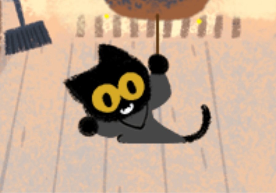 Randomperindeed's tweet image. Black cat TF but the person turns into the wizard cat from the google doodle a few years back via the wand or book #TFEveryday #TFTuesday #transfur