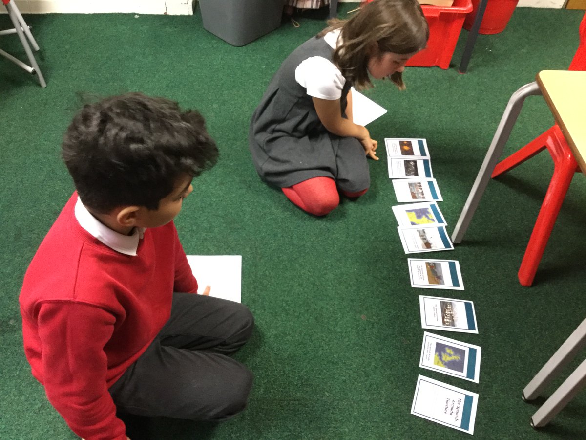 cashprimary's tweet photo. In class 4SC we have been learning about the famous historical event called the Spanish Armada during Queen Elizabeth Is reign in 1588. In this task the children are re-telling this event using pictures in chronological order. #pairedlearning #wearehistorians #TheJCPway https://t.co/RMQyA8frQo