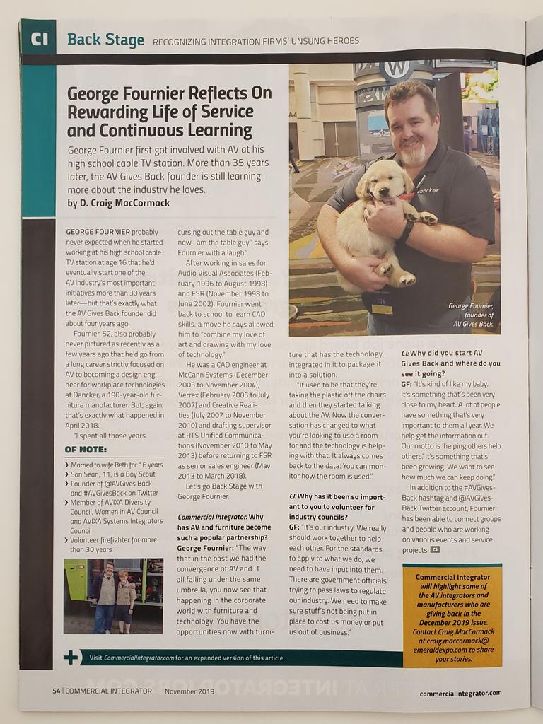 GeorgeVFournier's tweet image. Wow, thank you again @CraigMacCormack and @commintegrator for the great coverage. 

Remember #AVTweeps that #GivingTuesday is coming so be sure to share your fundraisers with the hashtag #AVGivesBack and we'll share it too!