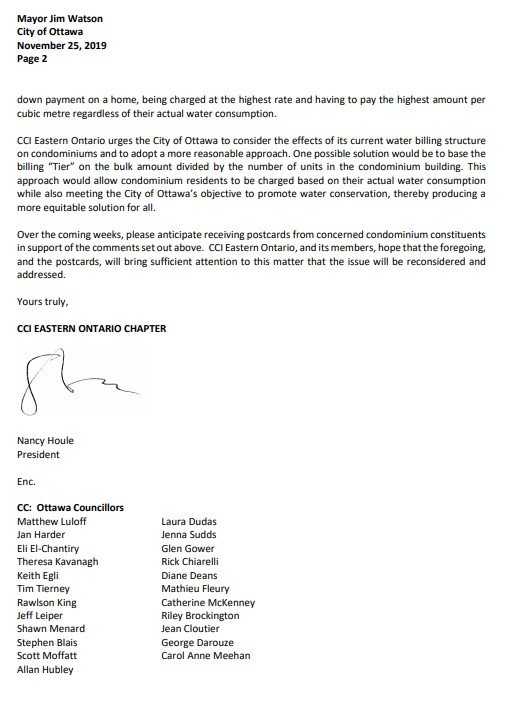 Calling all #Ottawa #Condo owners: Please help us share this letter we've sent to our Mayor <a href="/JimWatsonOttawa/">Jim Watson</a> and our Councillors.

The current Water Rates in Ott penalize condominium corps who have 'bulk' metres yet deliver on the needed intensification the City is working for.