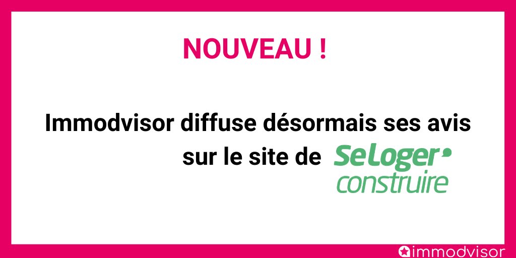 ⚡NOUVEAU ⚡ Immodvisor devient partenaire de Seloger Construire qui diffuse désormais les avis de nos clients sur leur profil et leurs annonces. Lire l'article de Seloger Construire 👉 bit.ly/2DjOz0e 
#avisclients  #constructeurs #ereputation