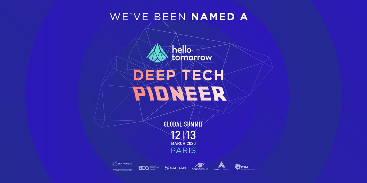 Cleverm8_AI's tweet photo. We’ve been named one of @hellotmrc’s Deep Tech Pioneers, from over 5,000 applications from 128 countries! Come and meet us at the Hello Tomorrow Global Summit in Paris on 12th-13th March 2020! ➡️https://t.co/oczUClJ6A7 #DeepTechPioneer #HTSummit #AI #differentiativeAI https://t.co/iYoyF69H6x