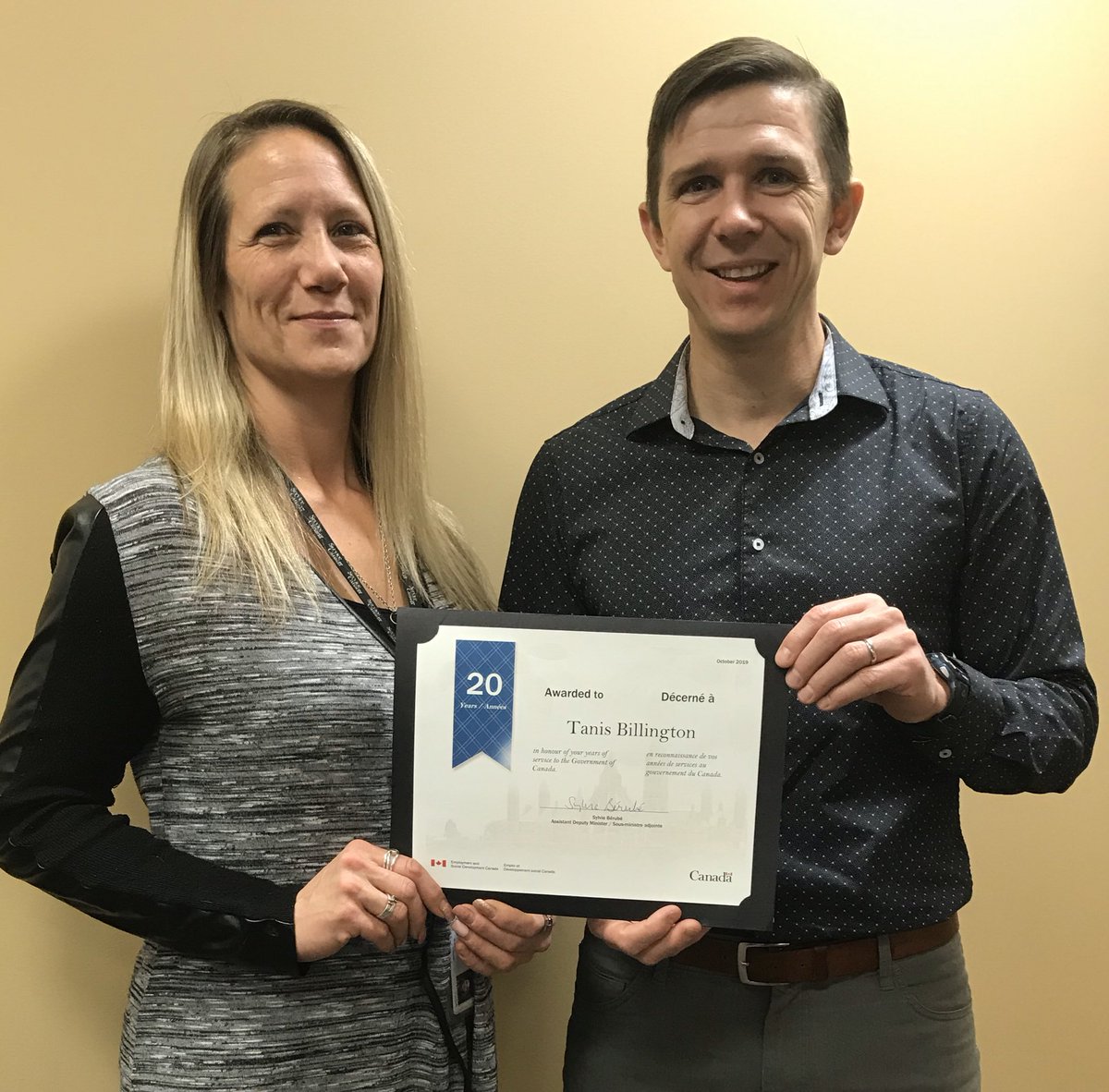 Congratulations Tanis on 20 years of Service! A fantastic accomplishment.  So proud of your dedication, what an example!!