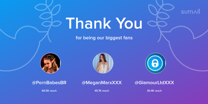 Our biggest fans this week: PornBabesBR, MeganMarxXXX, GlamourLtdXXX. Thank you! via https://t.co/TgunTduqCU