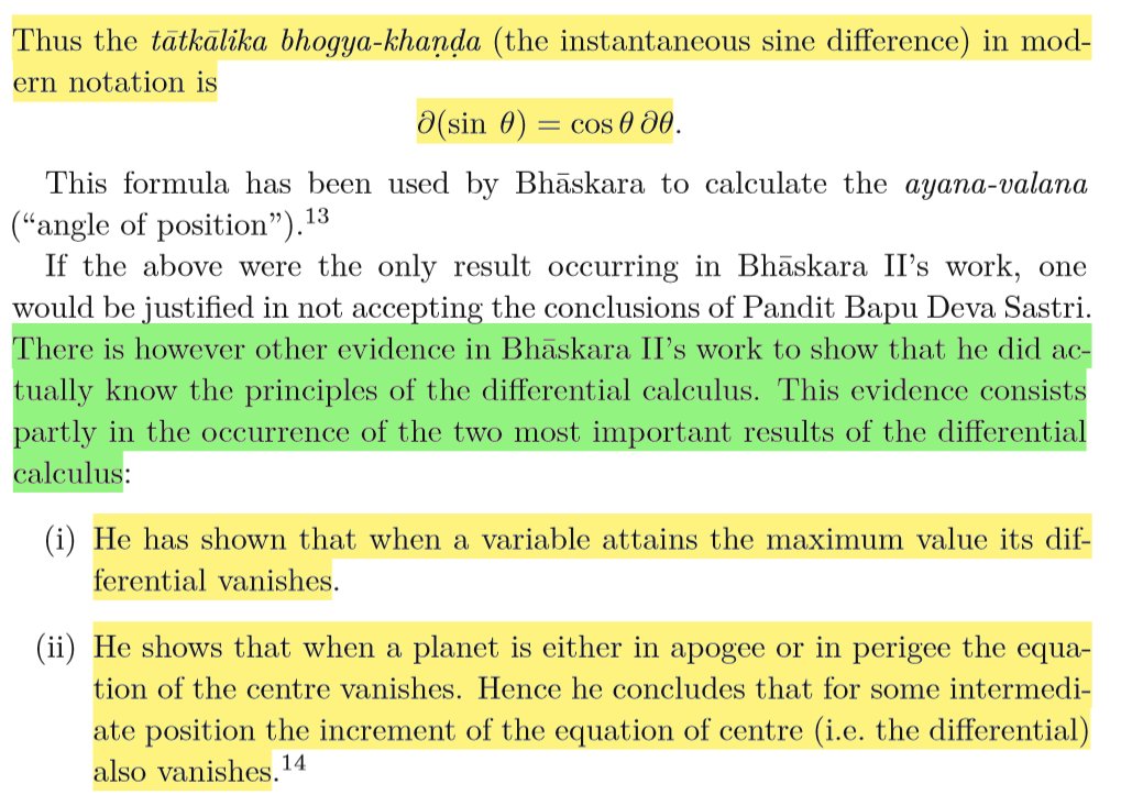 What sets Bhāskara(1114 CE) apart from Mañjula(932 CE) and Āryabhaṭa II(950 CE)-who also mention of the Differential Form of the Sine Function ?Bhāskara II not only mentions the Differential of Sine which he labels as Tātkālika Bhōgya-Khaṇḍa but also its Derivation and Proof