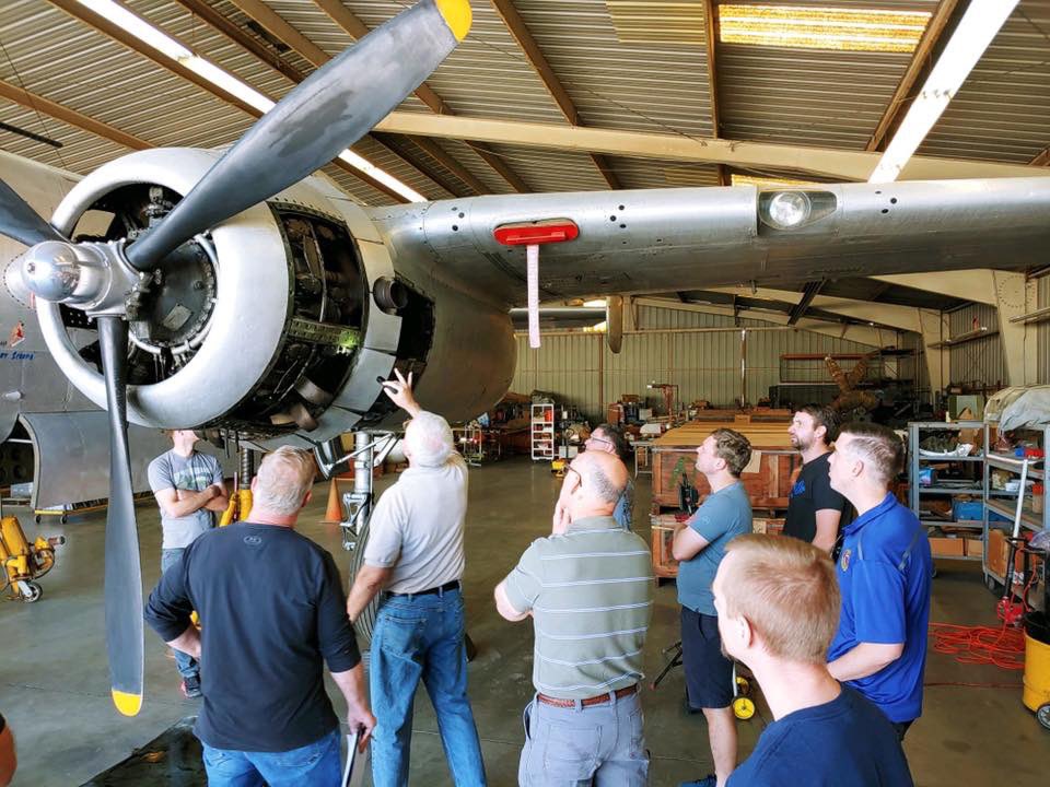 CWHM's tweet photo. Staff member AME Greg Side has just returned from Aero Trader B-25 Maintenance School in California. He said it was a very informative course and that he took lots of notes. 📷: CAF Minnesota Facebook page https://t.co/1CTzOyDuan