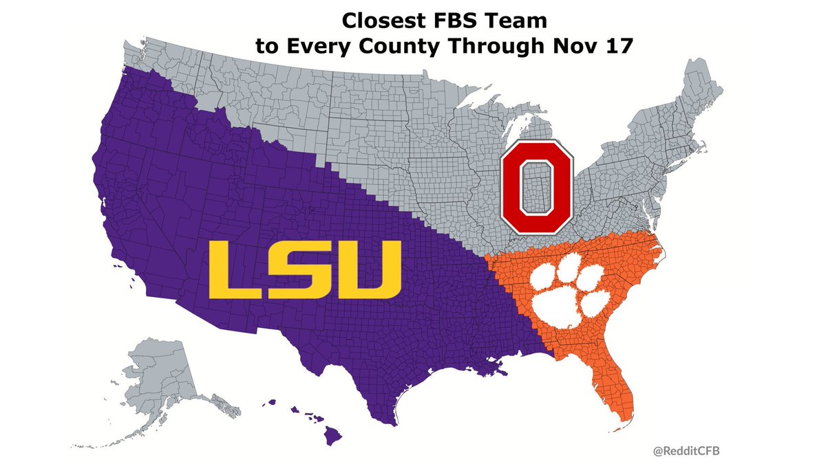 RedditCFB's tweet photo. The entirety of D1 (FBS & FCS) holds steady this week on the #UndefeatedMap: https://t.co/9CpKszRwtA