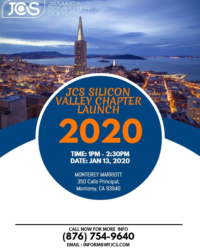 thejtda's tweet image. The JCS is coming to Silicon Valley!🎉🥳 The  Jamaica Computer Society (JCS) Silicon Valley Chapter will be launched at  Geobuiz 2020 on January 13, 2020! 
Register for Geobuiz 2020 at the LINK IN OUR BIO to join us for this monumental event 😃

#myjcs #chapterlaunch #newchapter