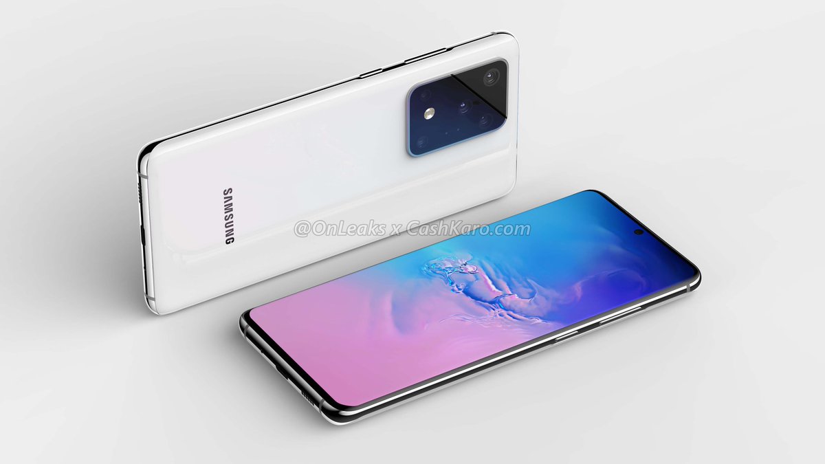 Mrwhosetheboss's tweet image. This is apparently what Samsung's Galaxy S11+ will look like, with these specs:

-108MP primary camera 
-8K video recording
-Android 10 
-6.9 inch QuadHD+ Display 

I don't hate the design, and I think:
a) It'll look better in person 
b) It'll be hella fun to use

Via @OnLeaks