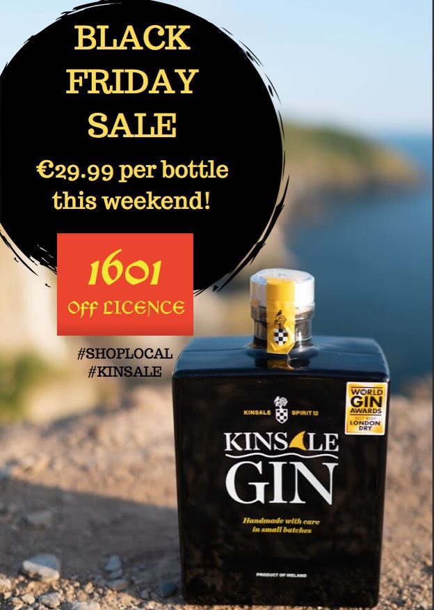 Kinsale Gin (@kinsalegin) on Twitter photo If you want to take advantage of our #BlackFriday special offer for Kinsale Gin you'll need to get yourself to the <a href="/1601kinsale/">1601 Off Licence</a> in Kinsale, only €29.99 for this weekend only!
#ShopLocal #Kinsale If you want to take advantage of our #BlackFriday special offer for Kinsale Gin you'll need to get yourself to the <a href="/1601kinsale/">1601 Off Licence</a> in Kinsale, only €29.99 for this weekend only!
#ShopLocal #Kinsale