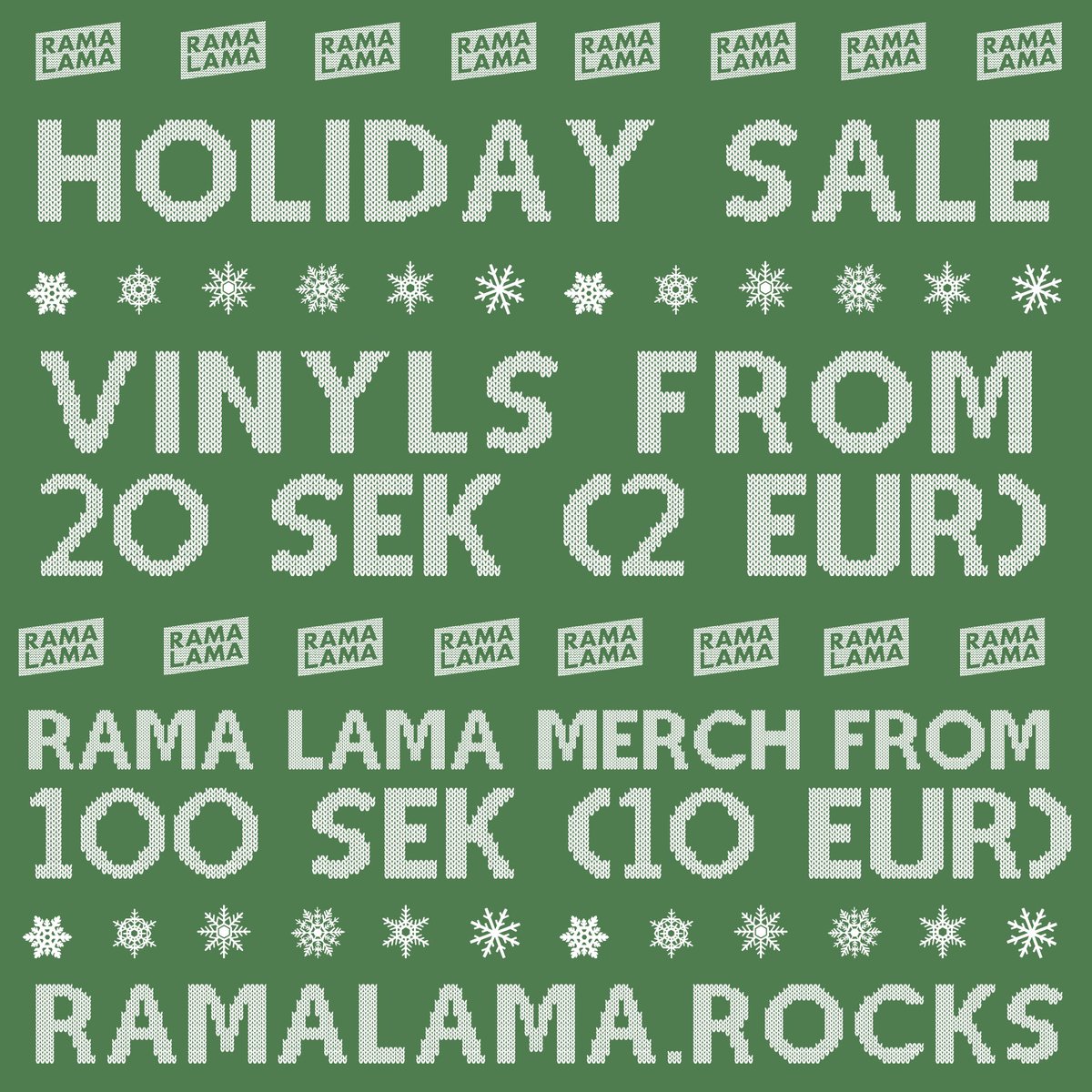 It's the most wonderful time of the year - the Rama Lama holiday sale! Go get that sweet Rama Lama merch and vinyls from Melby, Cat Princess, Steve Buscemi's Dreamy Eyes, Julia Rakel, Kluster B, Delsbo Beach Club, New Feelings and Chez Ali Shop now - ramalama.se/merch