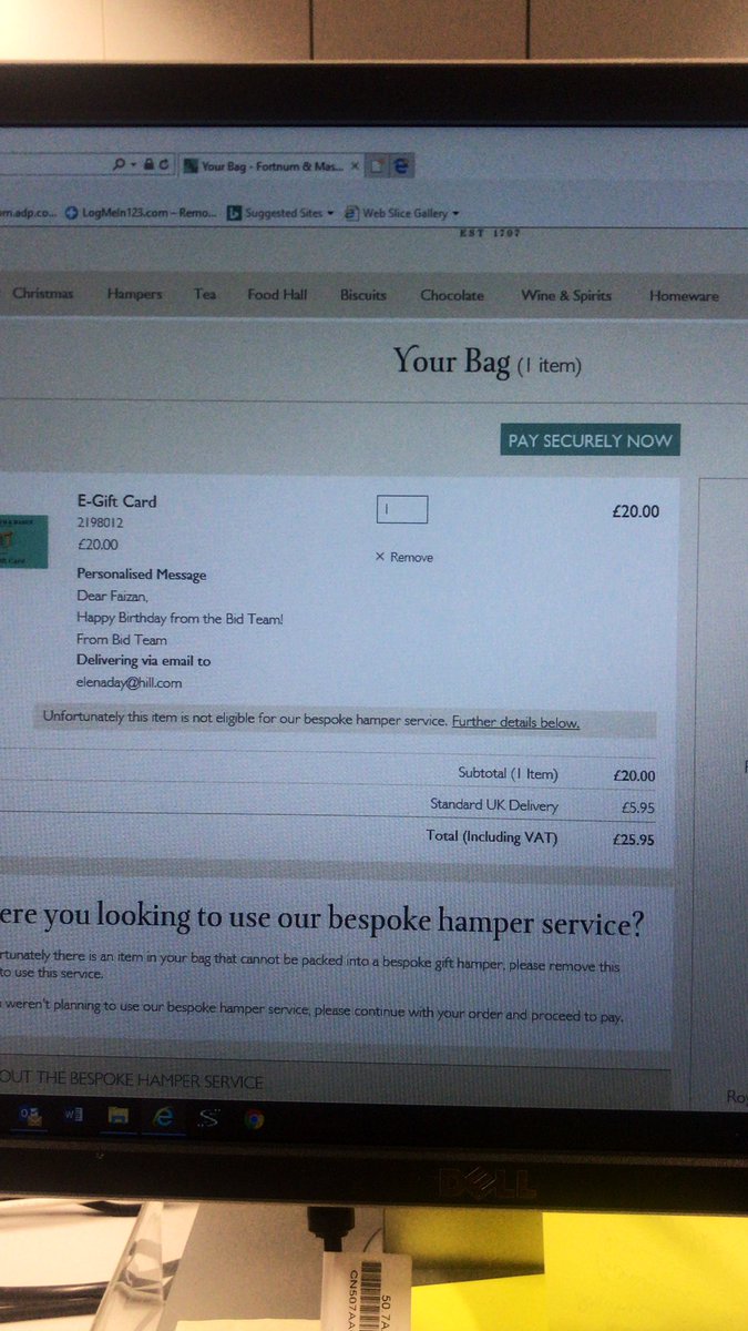 el_francesxo's tweet photo. @Fortnums why am I being charged £6 for an EGift card? https://t.co/V3VgCw5AdV