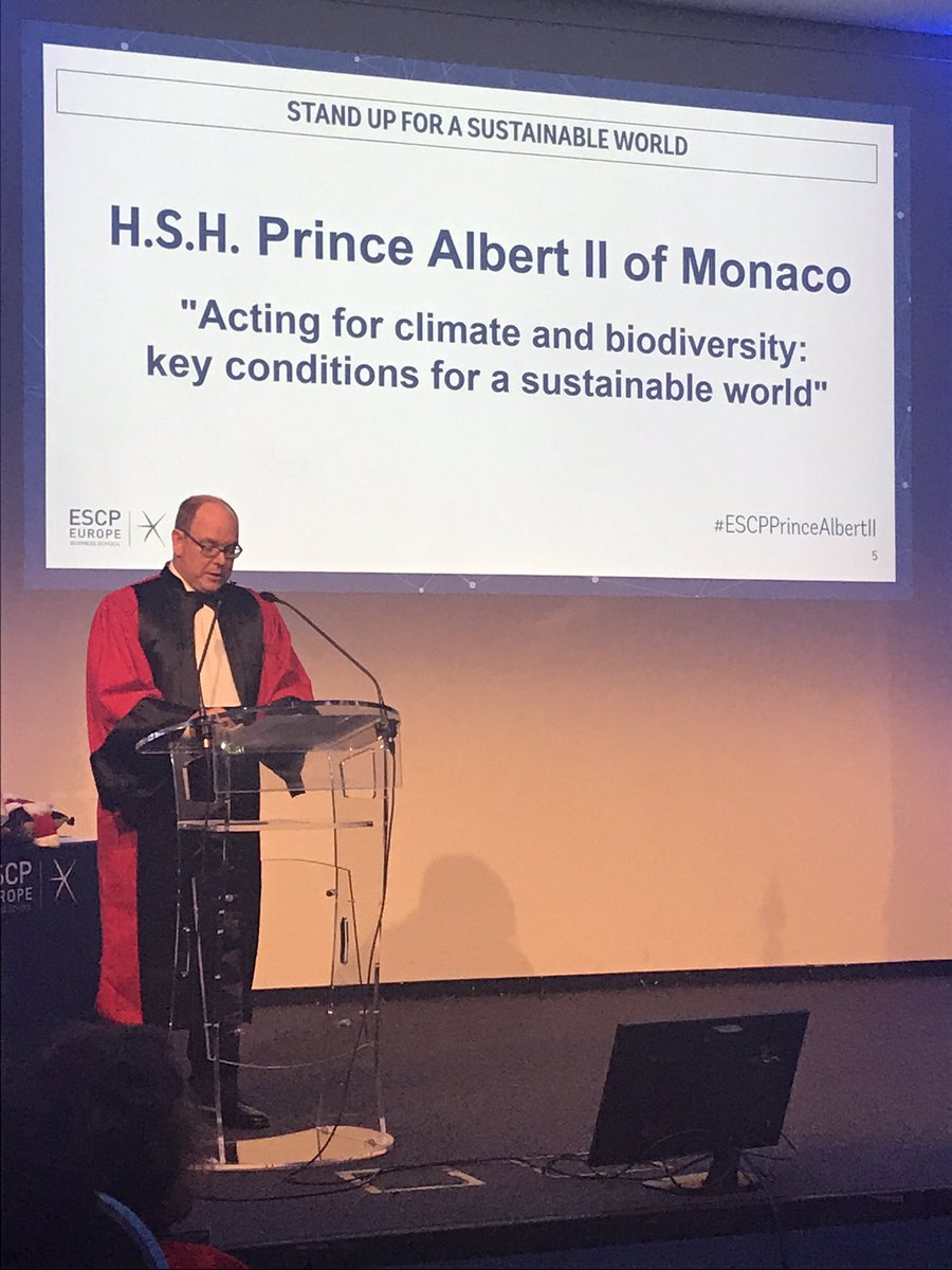 Fascinating conference held by H.S.H. Prince Albert II of Monaco at <a href="/ESCPeurope/">ESCP Business School</a> #Standup #SustainableDevelopment #ClimateEmergency