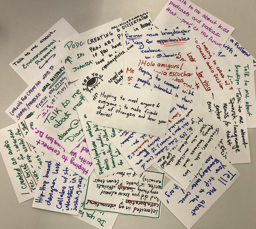 ThirdCoastFest's tweet photo. @KUOW @KALW @thenocturnists @bellocollective @theartspj @bodiespodcast @audioeliza @itsYRmedia @UltraRadUberFad @mollyfication #ThirdCoast19 vibes:
"Hoping to meet anyone & everyone - to make friends out of strangers and hear your stories." https://t.co/8qkEIeGA8o