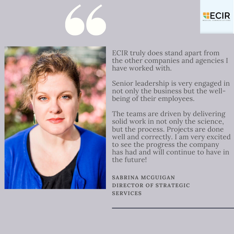 ECIRMedCom's tweet photo. Meet Sabrina McGuigan, Director of Strategic Services at ECIR Medical Communications! #employeefeature #leadership #strategy #strategicservices  #industry https://t.co/9XGU48mSfp