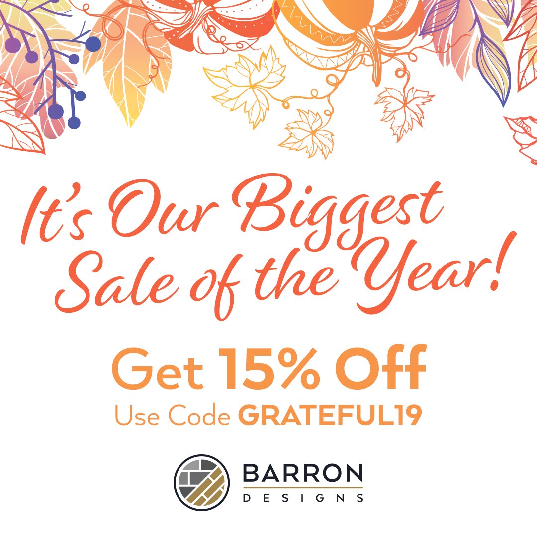 It's our biggest sale of the year! Save 15% off your entire purchase from now until December 3rd. #holidaysale #thanksgivingsale hubs.ly/H0l-MTm0
