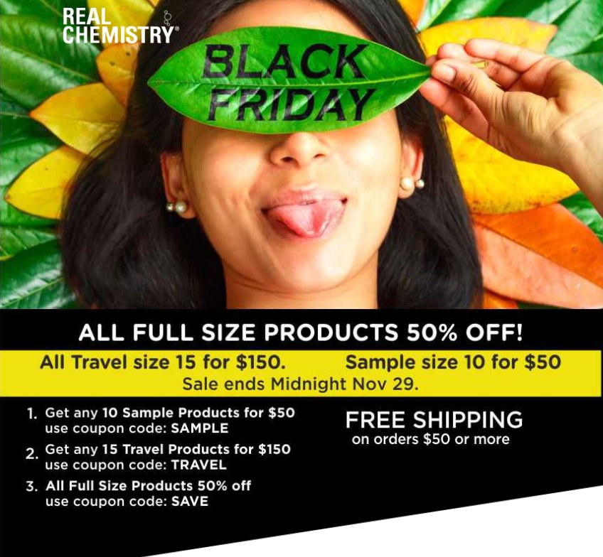 MyRealChemistry's tweet photo. ✨ All Full-size products 𝟓𝟎% 𝐎𝐅𝐅 
✨ Any 10 samples for $𝟓𝟎 
✨ Any 15 travel-size products for $𝟏𝟓𝟎 

Always 𝒇𝒓𝒆𝒆 𝒔𝒉𝒊𝒑𝒑𝒊𝒏𝒈 for orders from $50 and more. 🎉
Promo ends Midnight November 29.

👉 Buy now: https://t.co/58Zt4RuX3m https://t.co/M0MZ63AAar